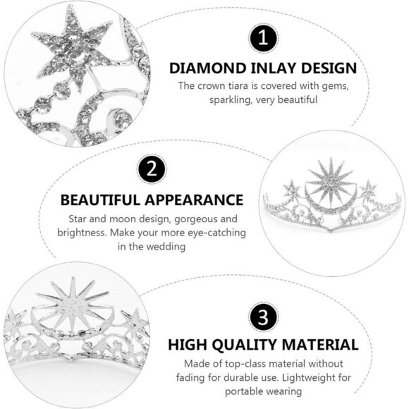Star Moon Crystal Hair Band Bridal Headband Rhinestone Wedding Accessory